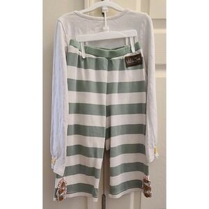 Matilda Jane Pants Kids Sz 6‎ Green & White Stripes
